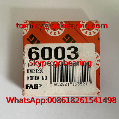 Gcr15 Stalowe z Korei typu otwartego FAG 6003 Deep Groove Ball Bearing