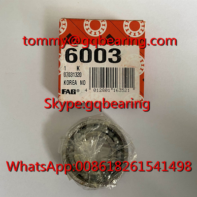 Gcr15 Stalowe z Korei typu otwartego FAG 6003 Deep Groove Ball Bearing