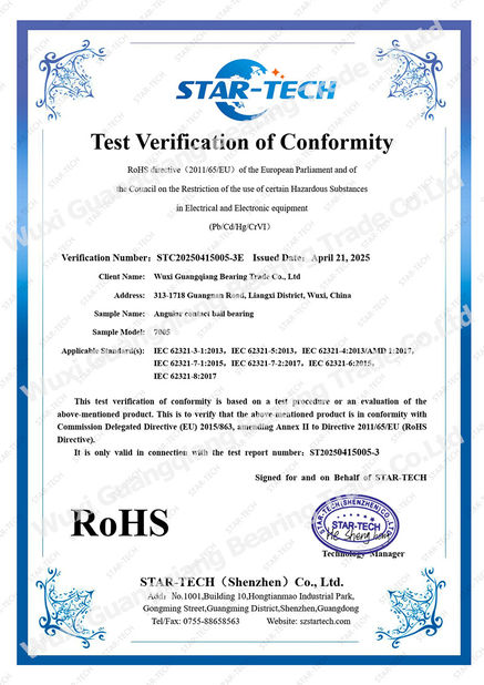 Chiny Wuxi Guangqiang Bearing Trade Co.,Ltd Certyfikaty